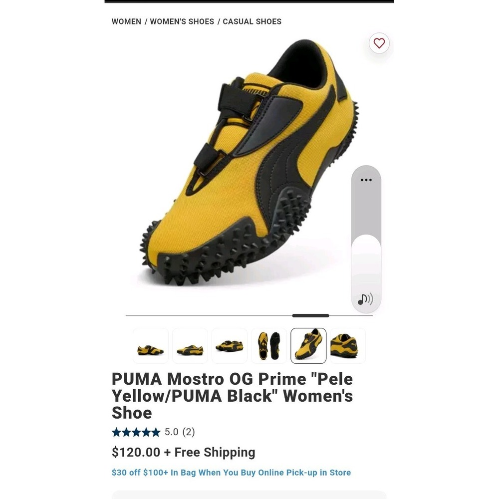 PUMA Mostro OG Prime Pele Yellow Black Women's Size 7 Sneaker 405194-15